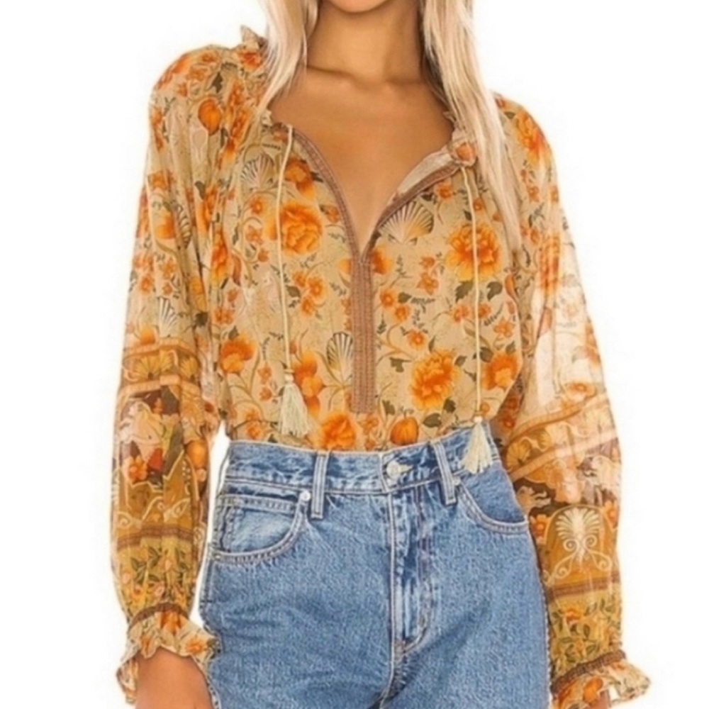 Spell And The Gyspy Collective Seashell Mermaid Orange 100% Cotton Top Size S
